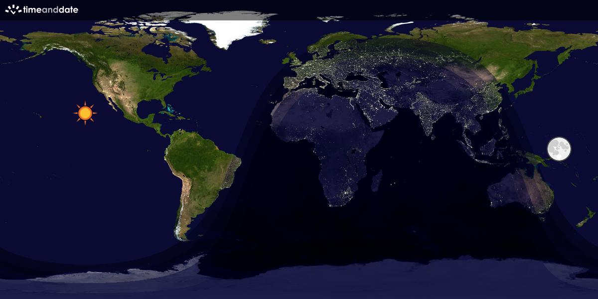 Verdenskart som viser dag og natt 