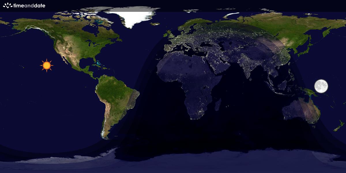 Verdenskart som viser dag og natt 