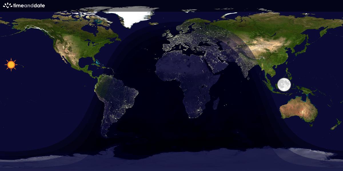 Verdenskart som viser dag og natt 