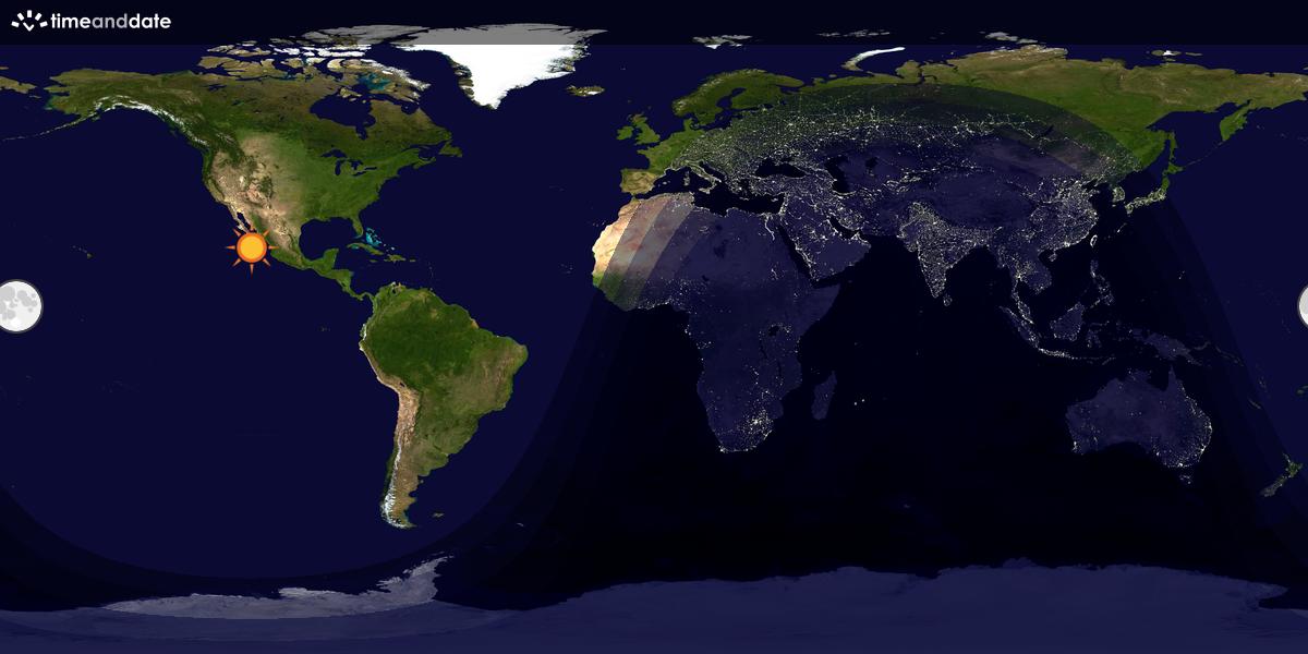 Verdenskart som viser dag og natt 