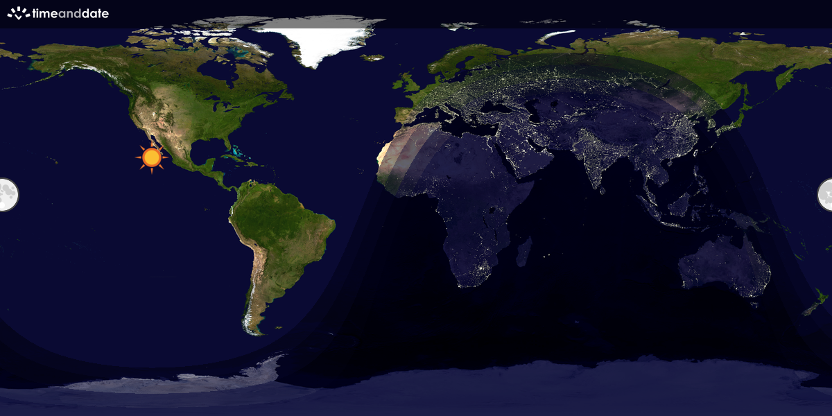 Verdenskart som viser dag og natt 