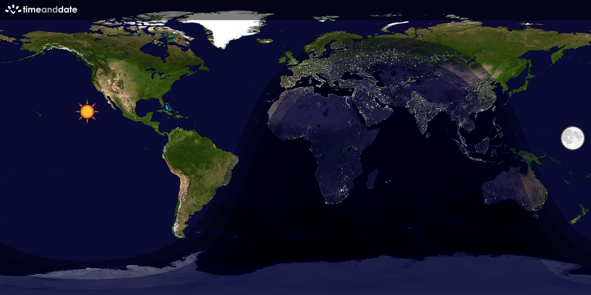 Verdenskart som viser dag og natt 