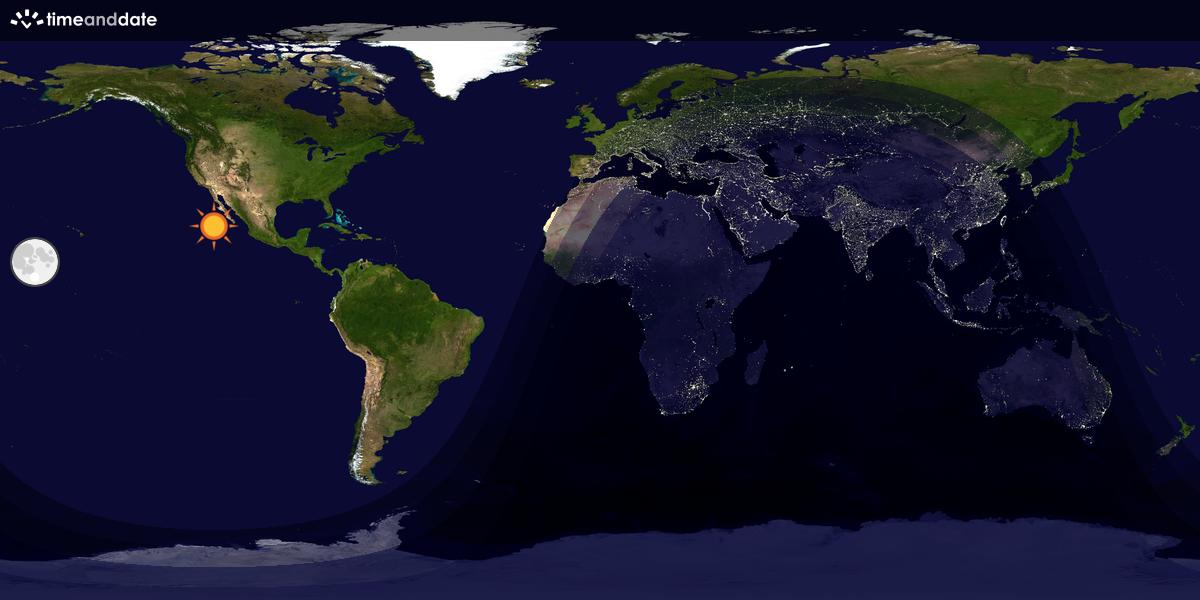 Verdenskart som viser dag og natt 