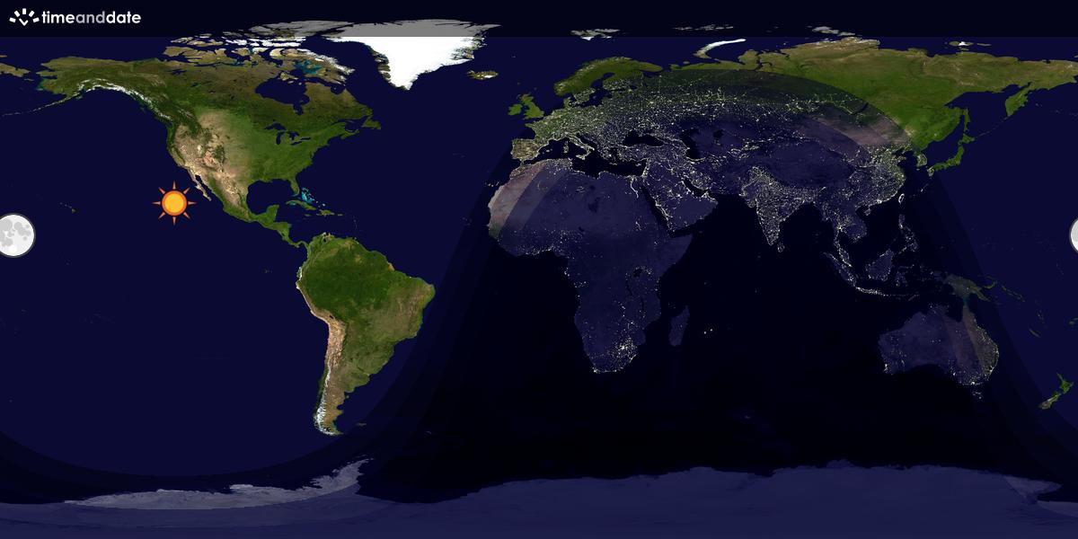 Verdenskart som viser dag og natt 