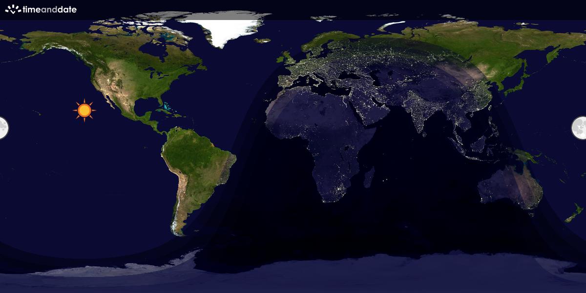 Verdenskart som viser dag og natt 