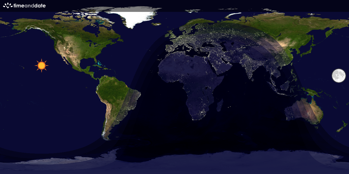 Verdenskart som viser dag og natt 