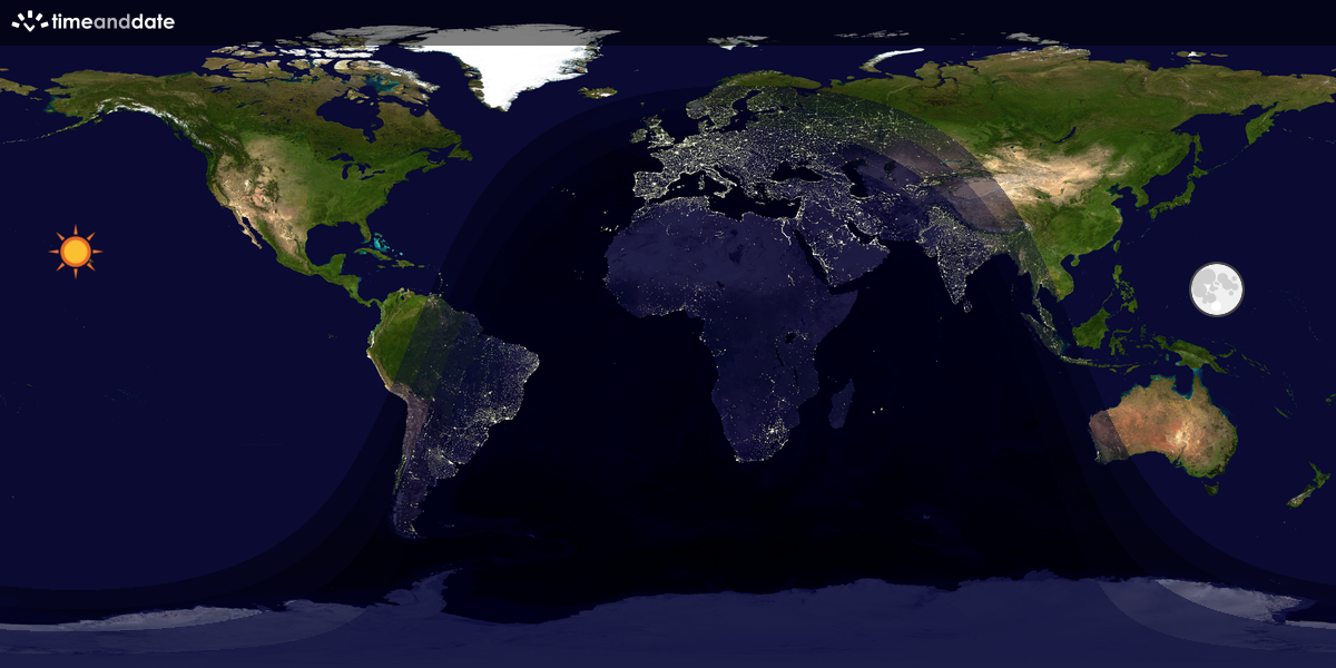 Verdenskart som viser dag og natt 
