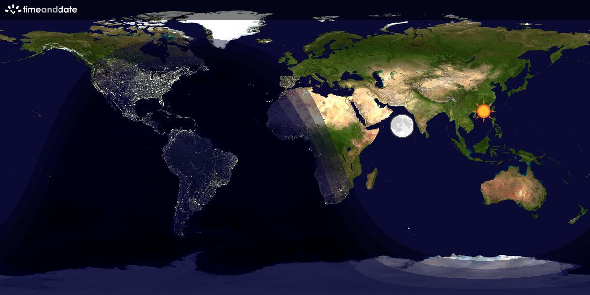 Verdenskart som viser dag og natt 