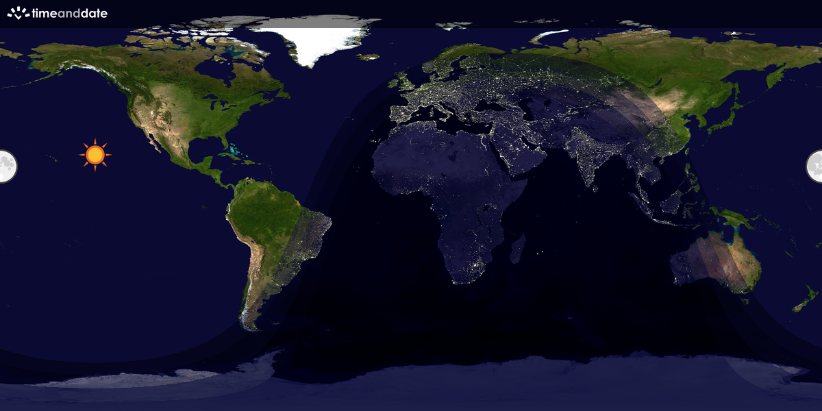 Verdenskart som viser dag og natt 