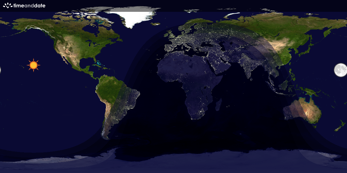 Verdenskart som viser dag og natt 