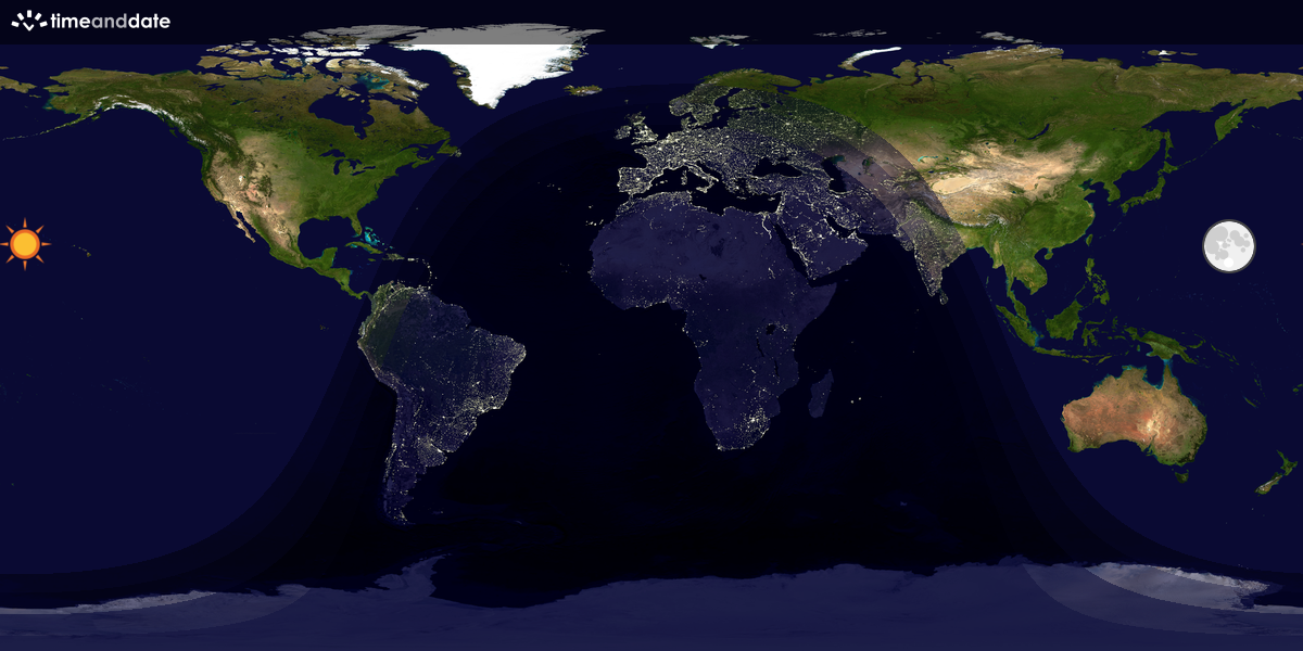 Verdenskart som viser dag og natt 