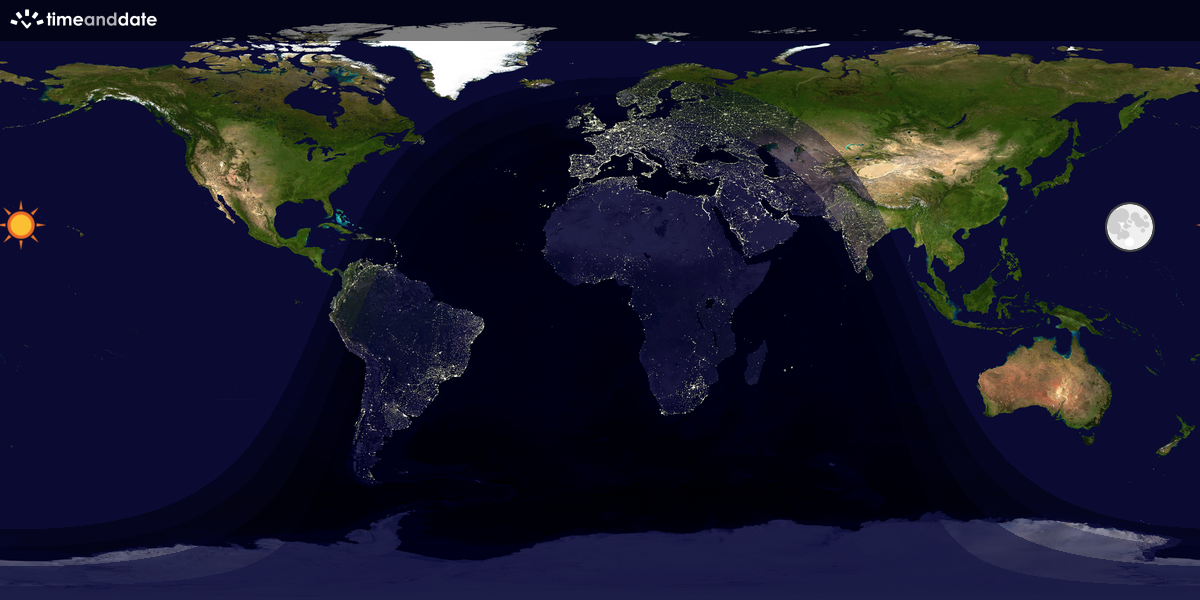 Verdenskart som viser dag og natt 