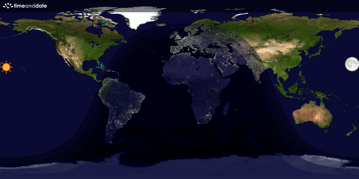 Verdenskart som viser dag og natt 