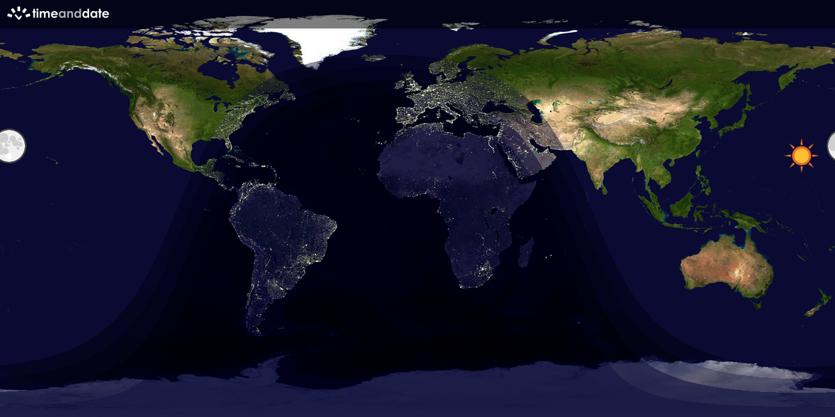 Verdenskart som viser dag og natt 