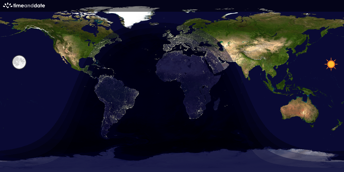 Verdenskart som viser dag og natt 