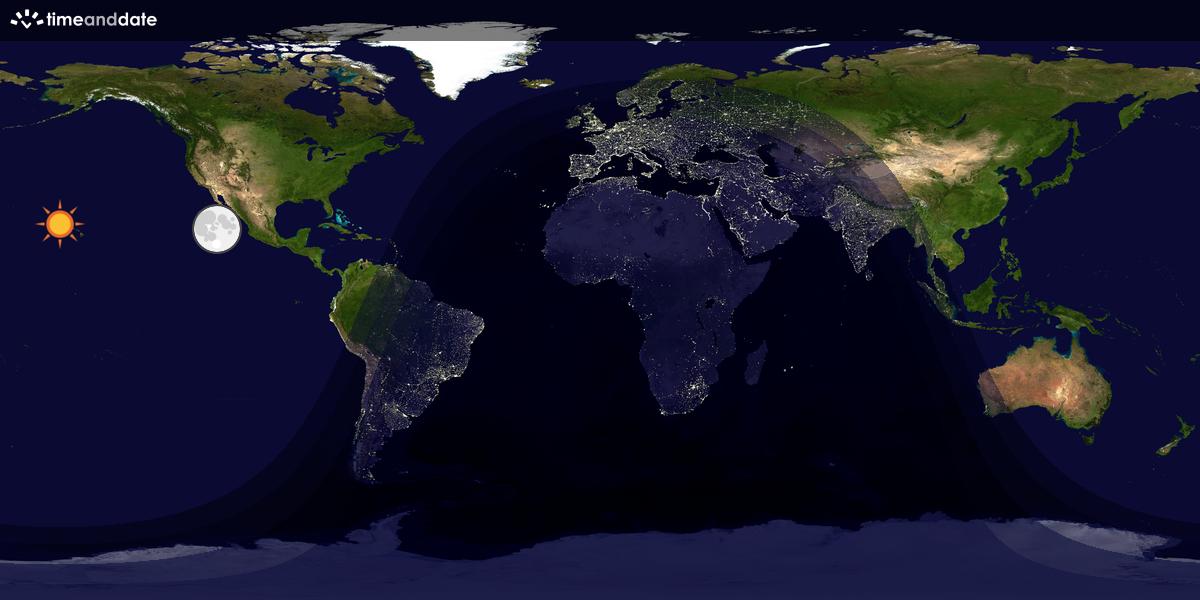 Verdenskart som viser dag og natt 