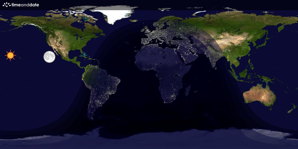Verdenskart som viser dag og natt 
