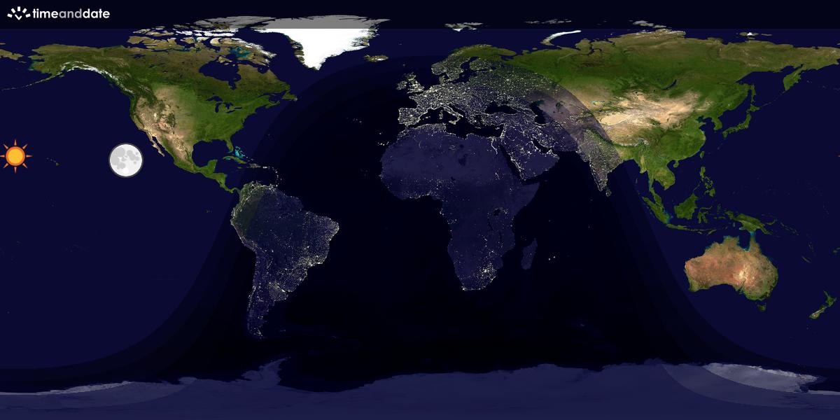 Verdenskart som viser dag og natt 