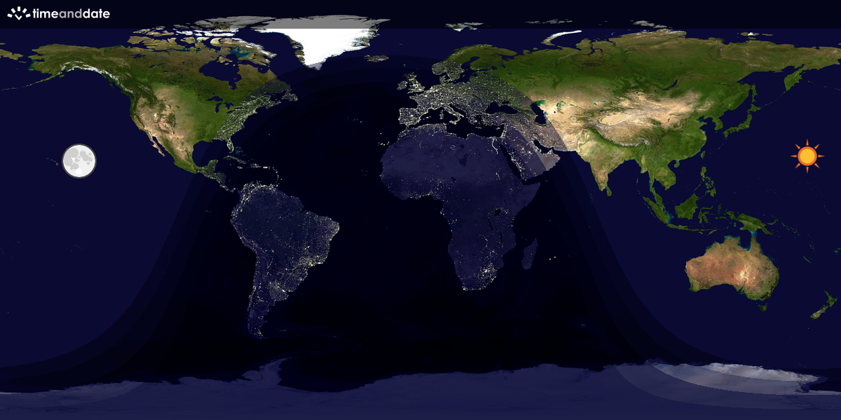 Verdenskart som viser dag og natt 