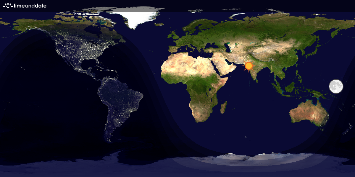 Verdenskart som viser dag og natt 