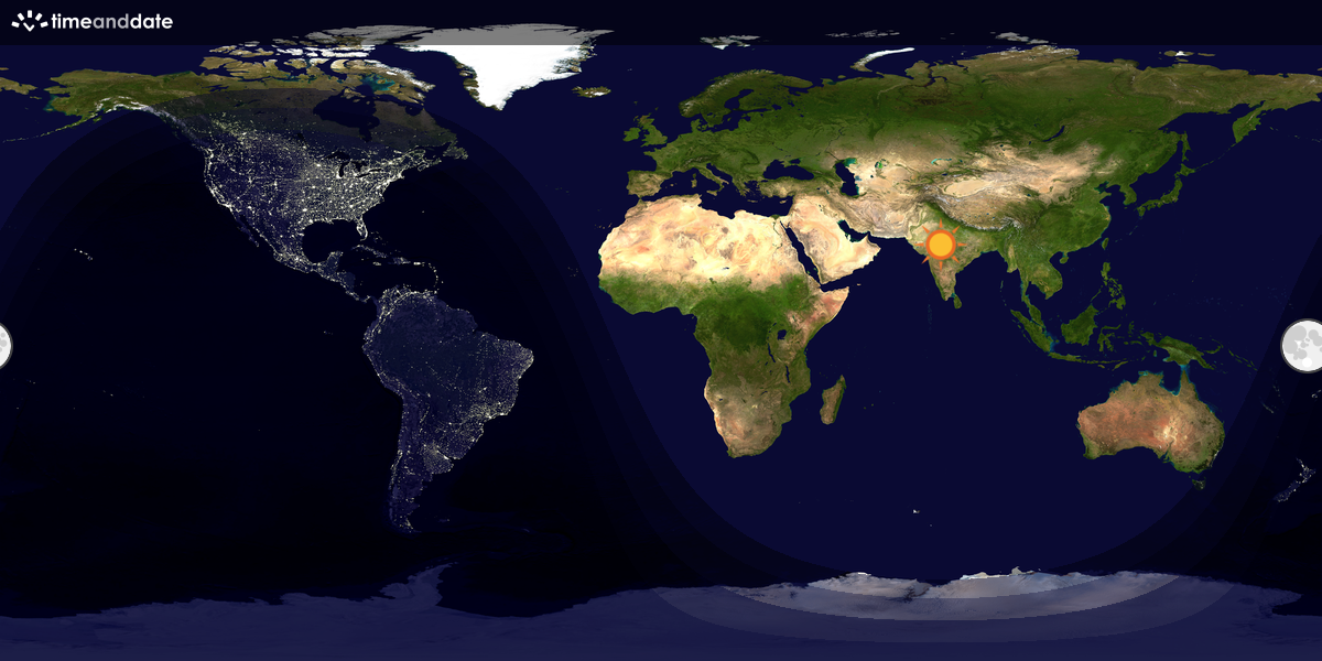 Verdenskart som viser dag og natt 