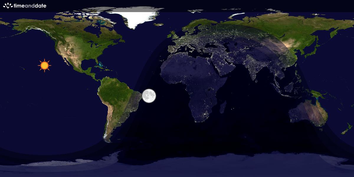 Verdenskart som viser dag og natt 