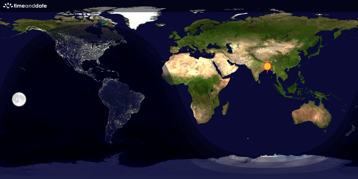Verdenskart som viser dag og natt 