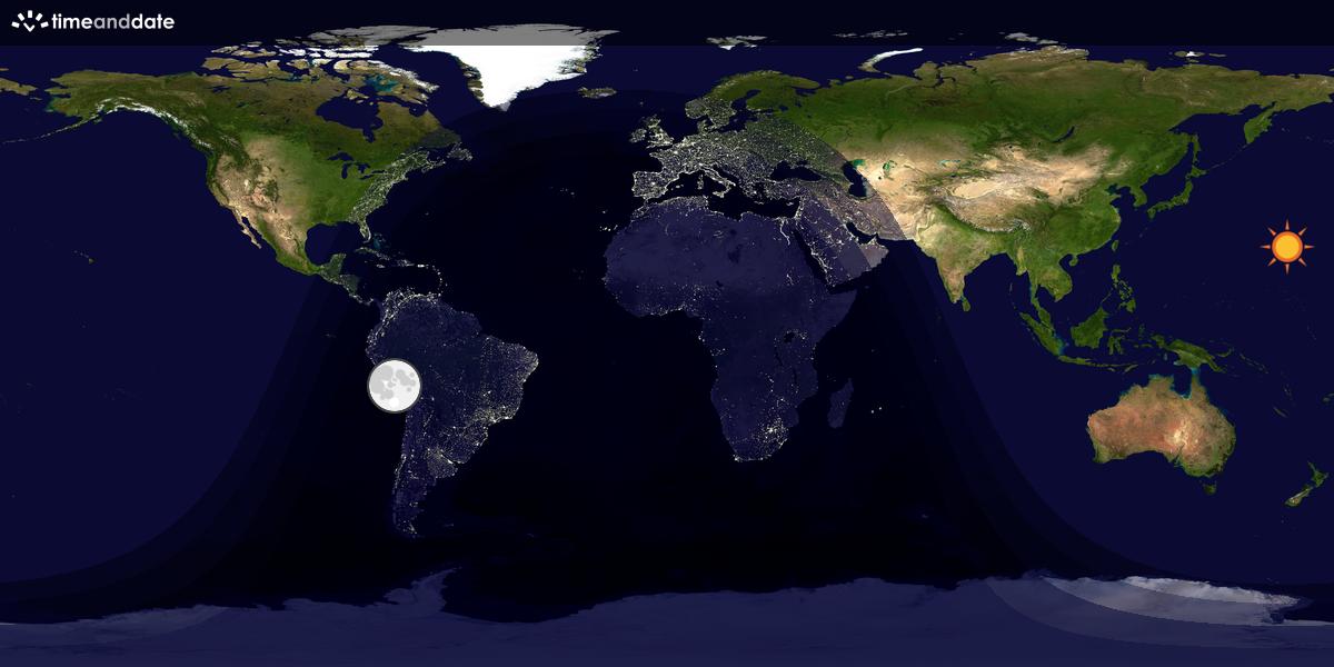 Verdenskart som viser dag og natt 