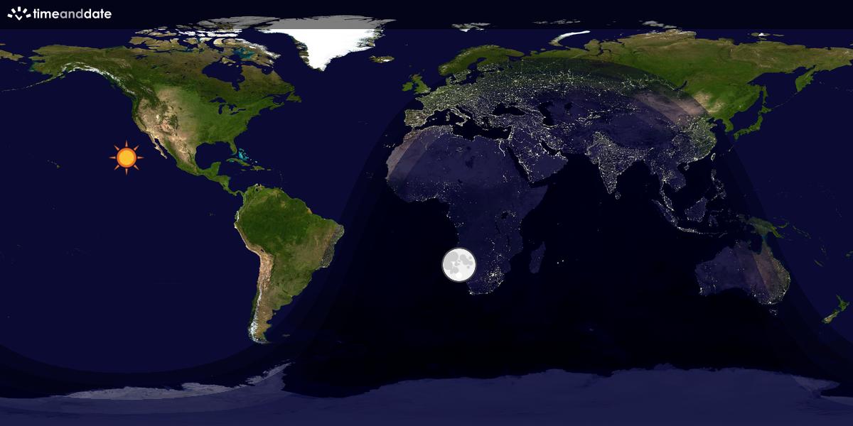 Verdenskart som viser dag og natt 