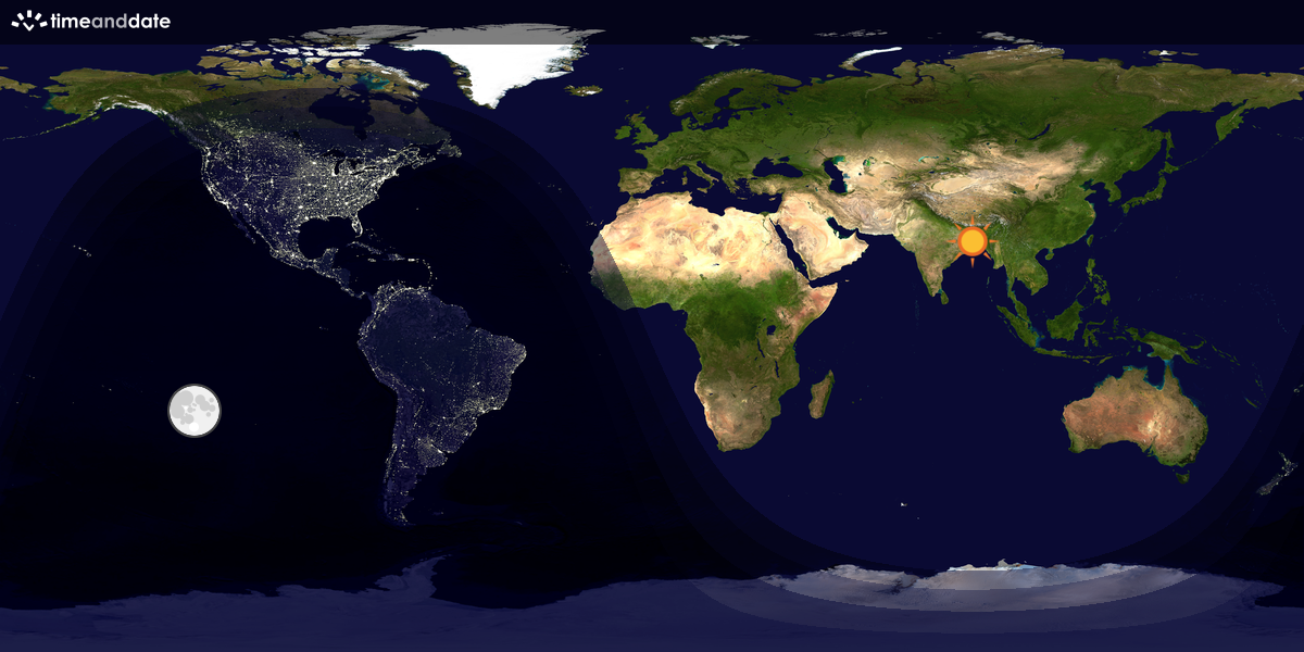 Verdenskart som viser dag og natt 