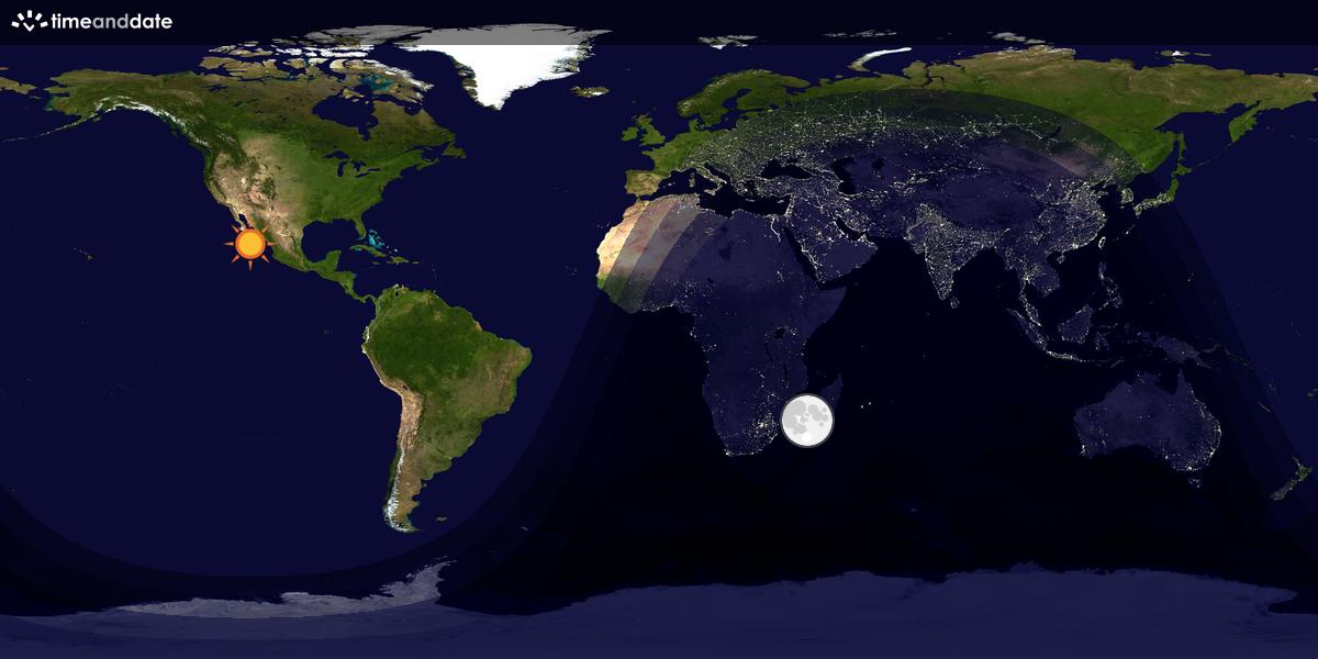Verdenskart som viser dag og natt 