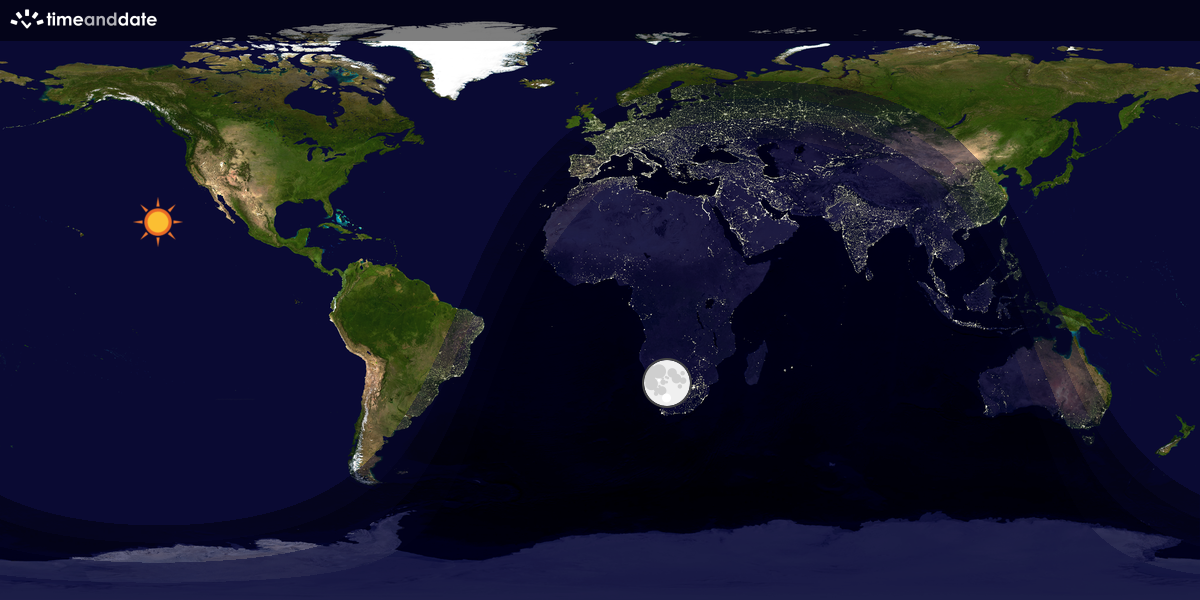 Verdenskart som viser dag og natt 