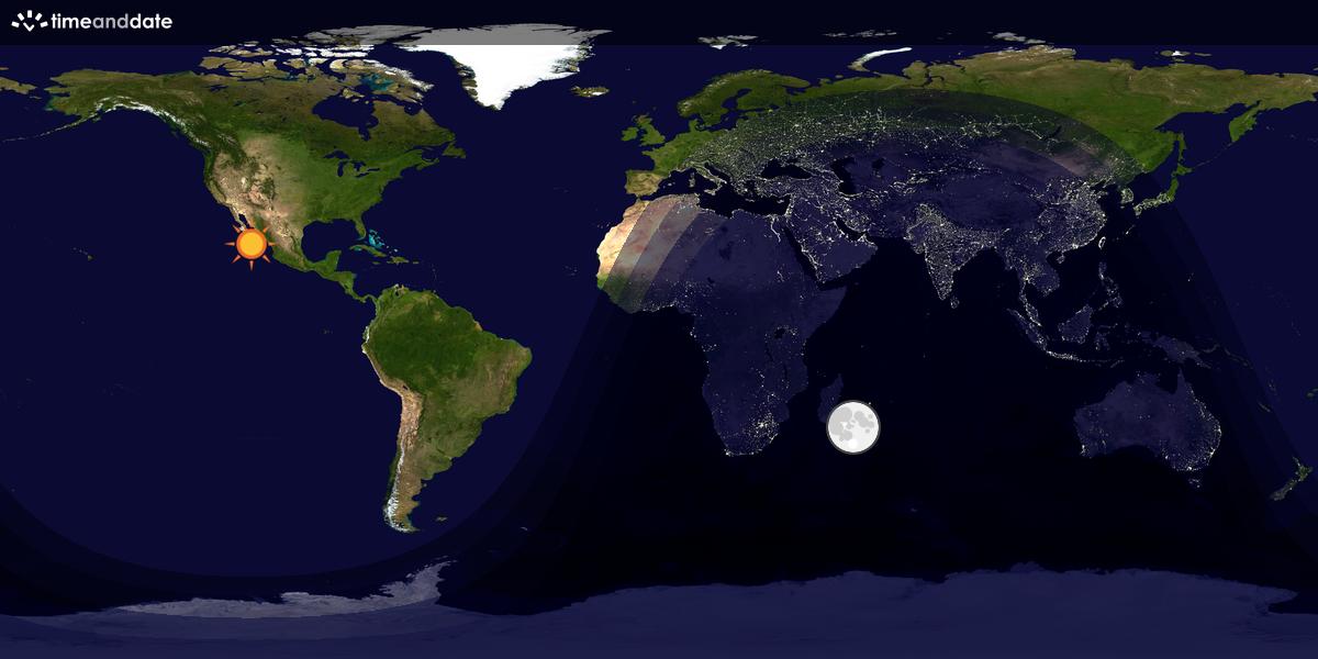 Verdenskart som viser dag og natt 