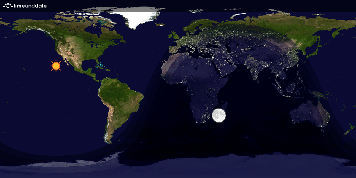 Verdenskart som viser dag og natt 