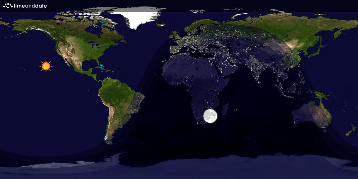 Verdenskart som viser dag og natt 