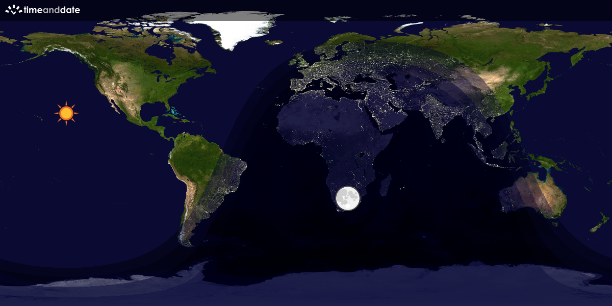 Verdenskart som viser dag og natt 