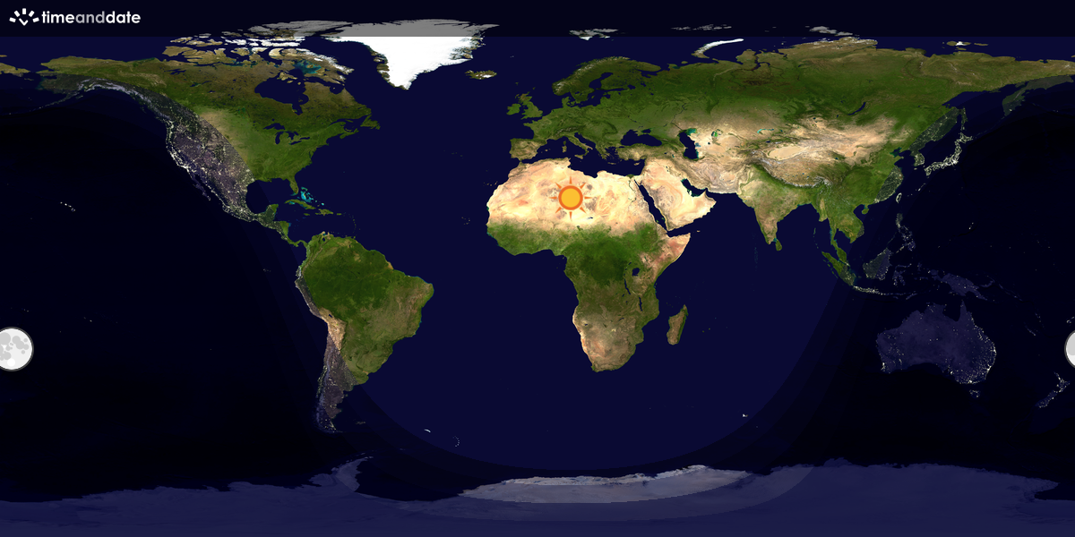 Verdenskart som viser dag og natt 