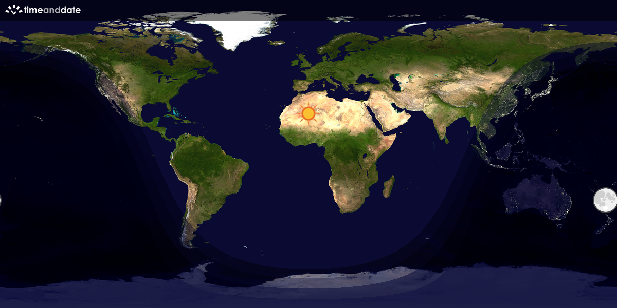 Verdenskart som viser dag og natt 