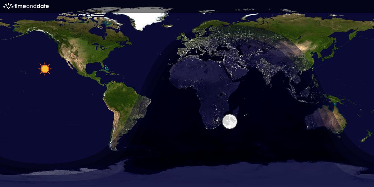 Verdenskart som viser dag og natt 