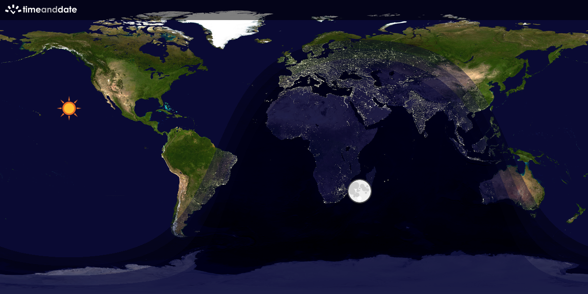 Verdenskart som viser dag og natt 