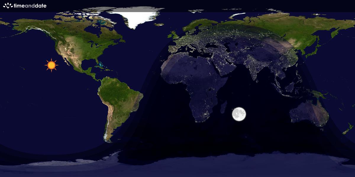 Verdenskart som viser dag og natt 