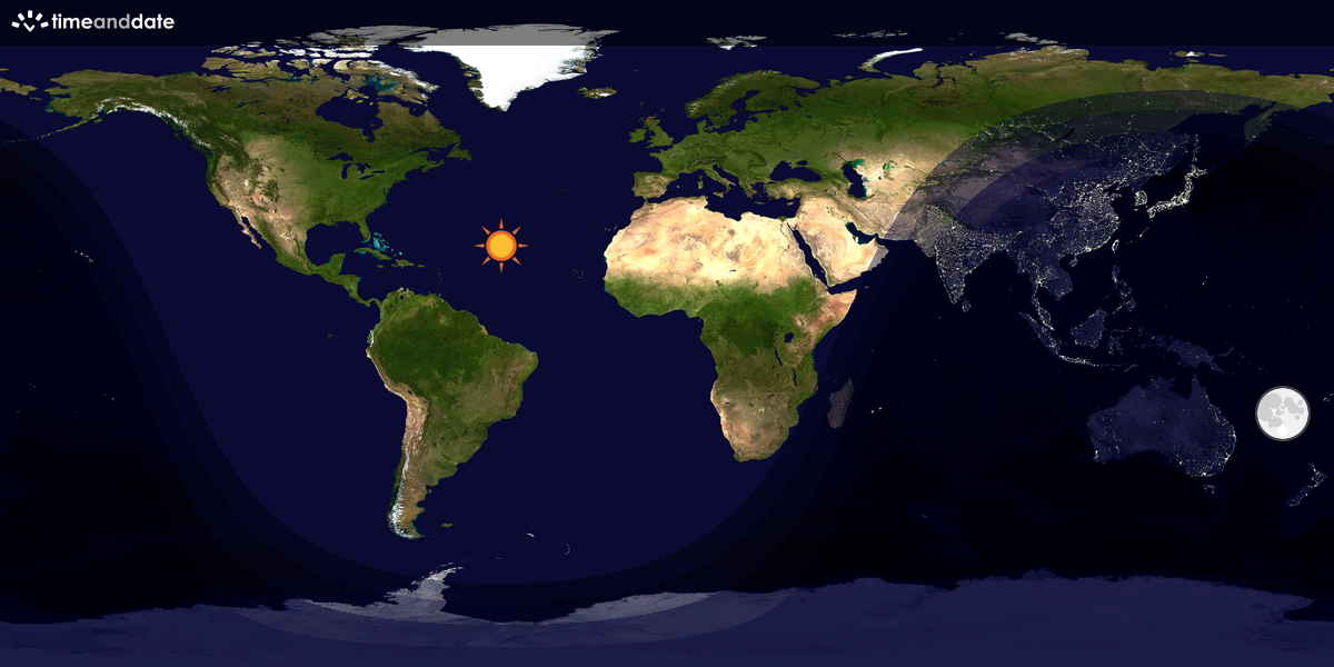 Verdenskart som viser dag og natt 