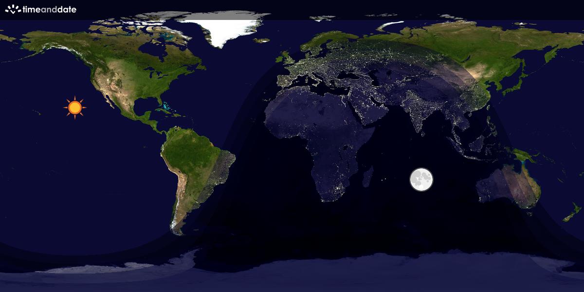 Verdenskart som viser dag og natt 