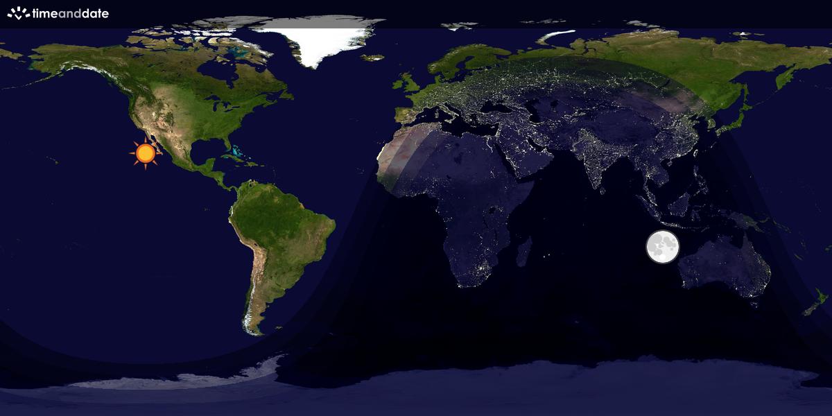 Verdenskart som viser dag og natt 