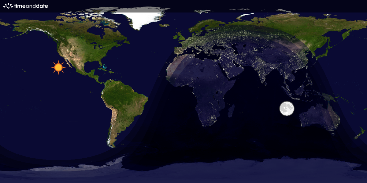 Verdenskart som viser dag og natt 