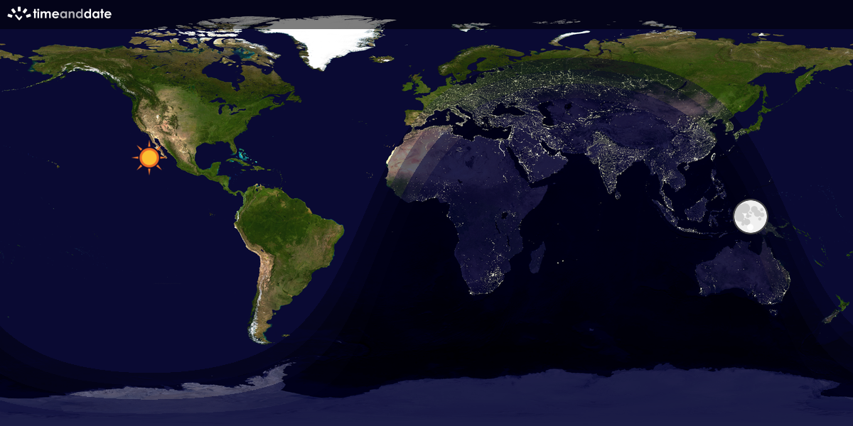 Verdenskart som viser dag og natt 