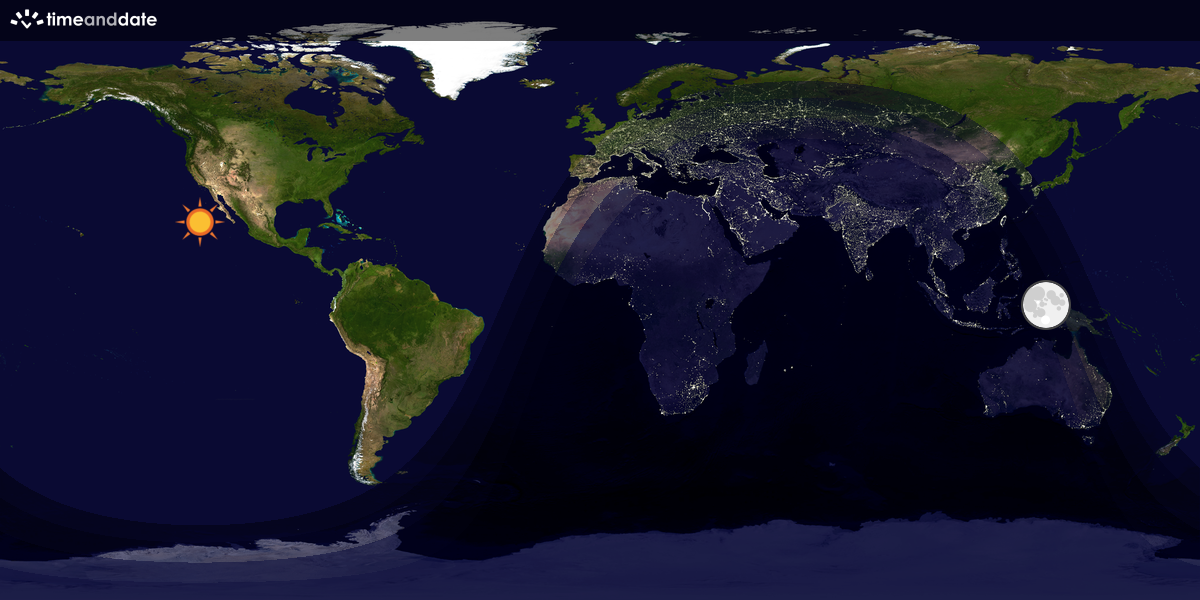 Verdenskart som viser dag og natt 