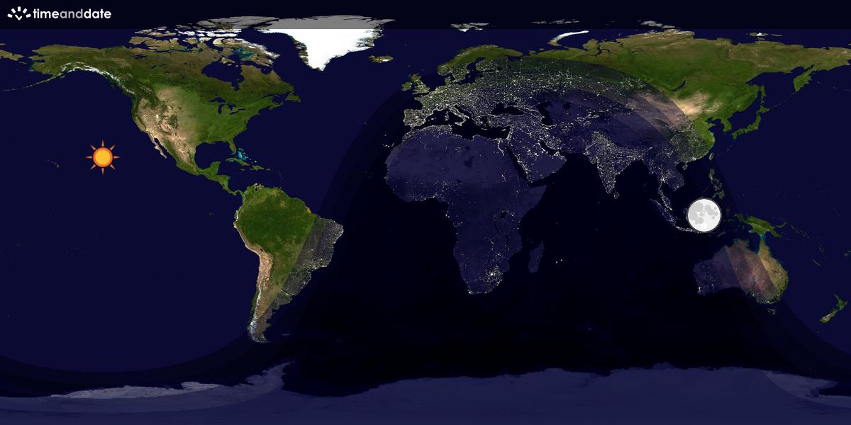 Verdenskart som viser dag og natt 