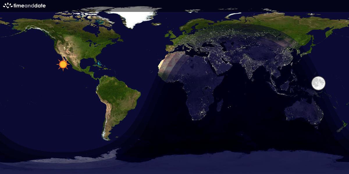 Verdenskart som viser dag og natt 