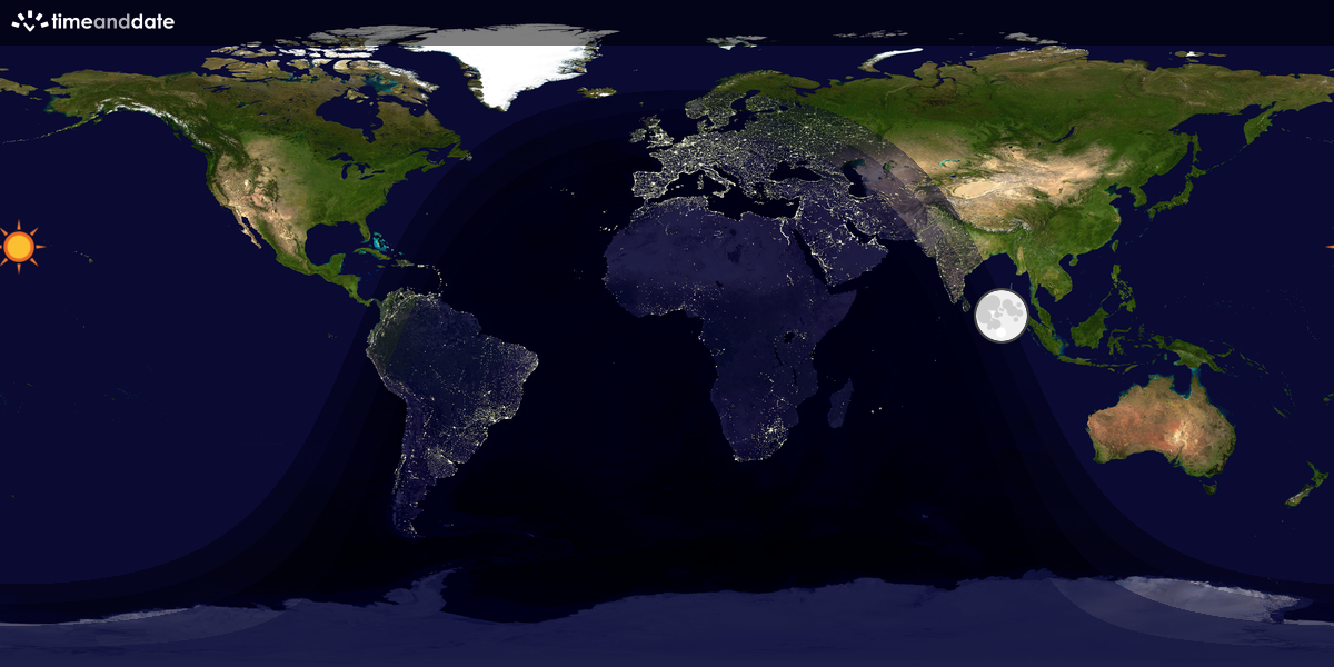 Verdenskart som viser dag og natt 